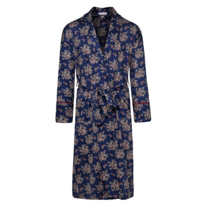 Lightweight Men's Robe front - Gatsby Paisley Blue | Bown of London