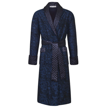 Sherlock men's smoking jacket in blue paisley – long smoking robe for men