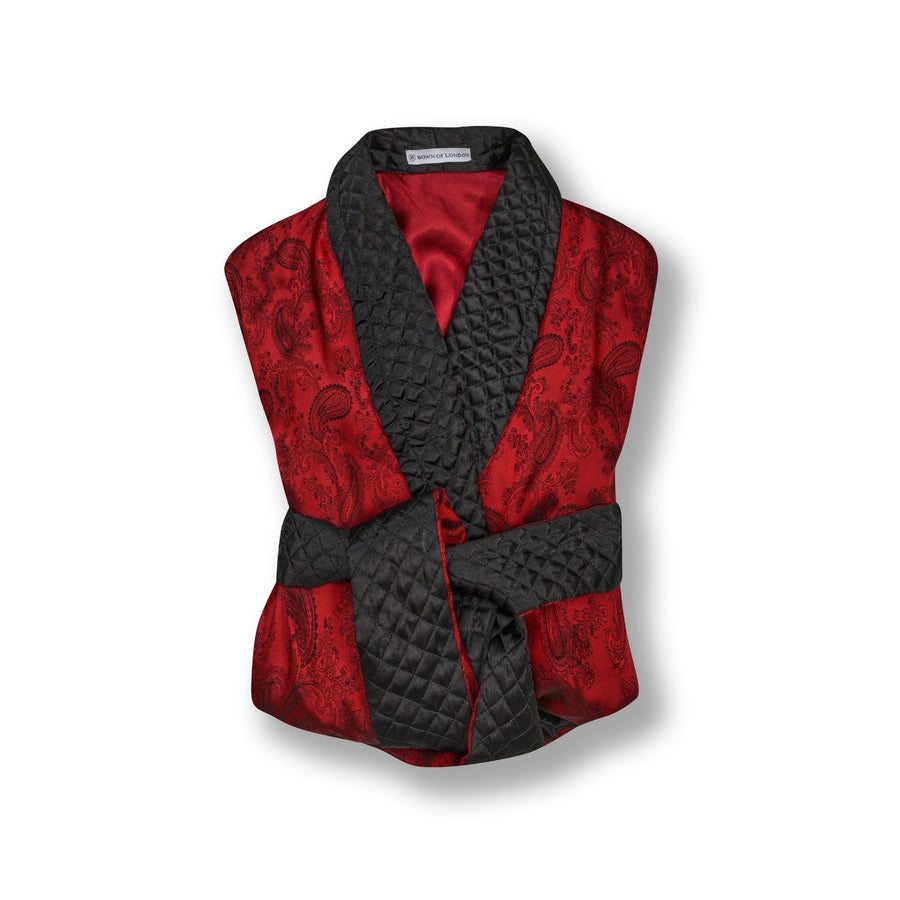 Clarke  Men's Short Smoking Jacket folded - Claret | Bown of London