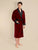 Astor Luxury Cotton Long Velvet Smoking Jacket in Burgundy