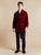 Howard Luxury Cotton Short Velvet Smoking Jacket in Burgundy - model photo front | Bown of London