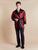 Clarke  Men's Short Smoking Jacket model photo front - Claret | Bown of London