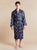 Lightweight Men's Robe model photo front - Gatsby Paisley Blue | Bown of London