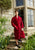 Donington Luxury Cotton Long Velvet Smoking Jacket in Burgundy