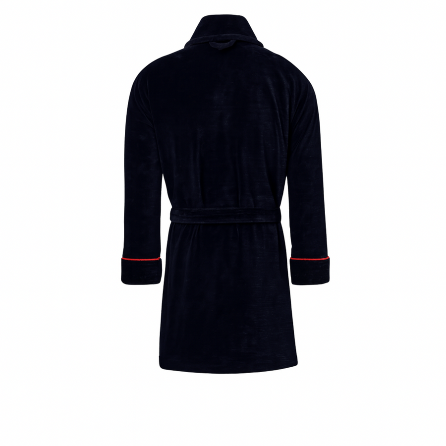 Rockefeller Luxury Cotton Short Velvet Smoking Jacket in Navy