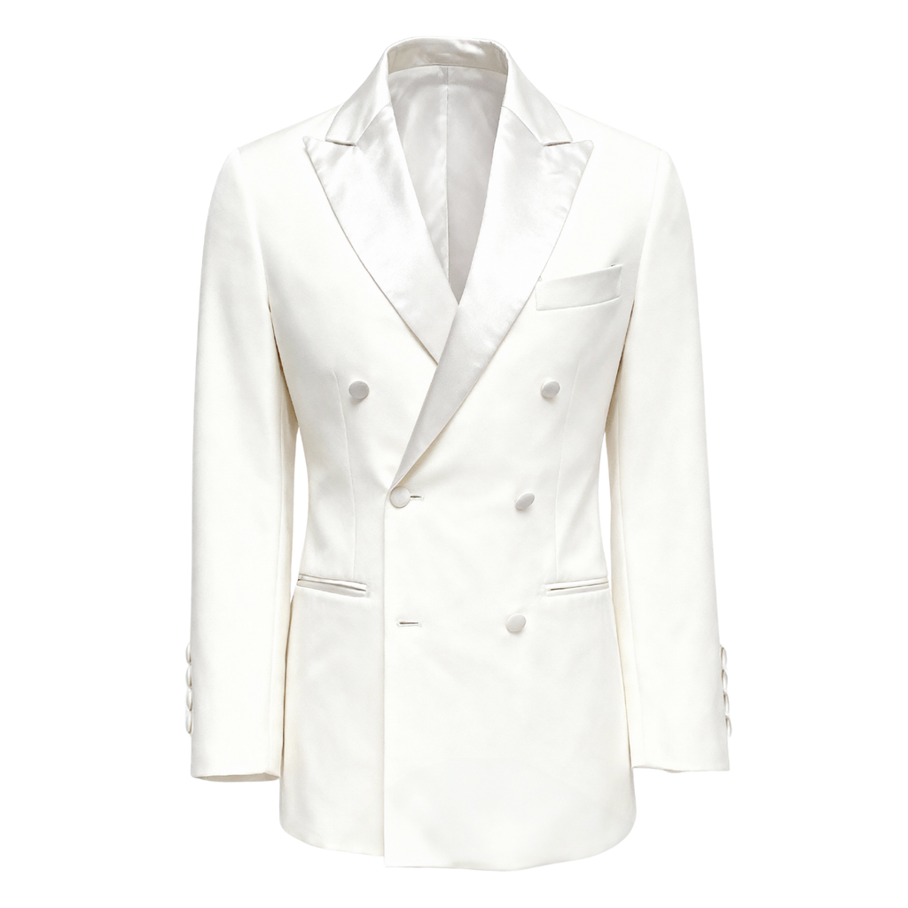 Made to measure Men's Double Breasted White Tuxedo Jacket