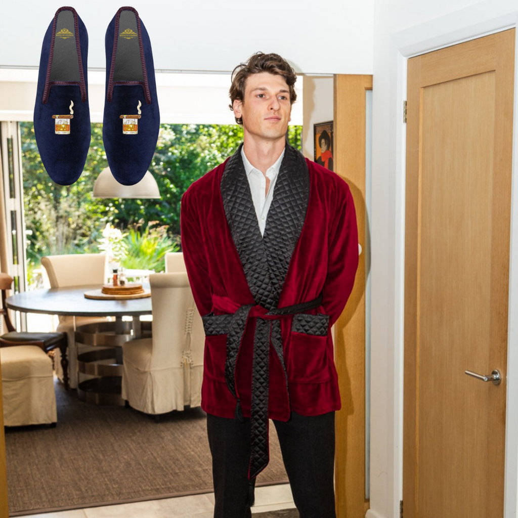 Belgravia Smoking Jacket & Cigar Velvet Loafers