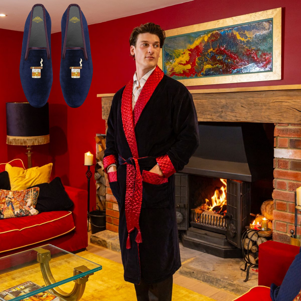 Mayfair Smoking Jacket & Cigar Velvet Loafers