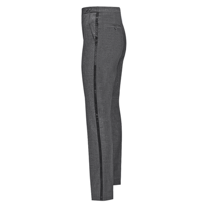 grey suit trousers with satin stripe