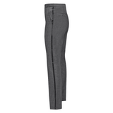 Mens wool mix trouser with black satin stripe