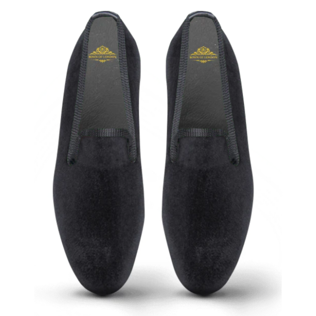 Velvet Loafer/Slipper Shoe Plain Black