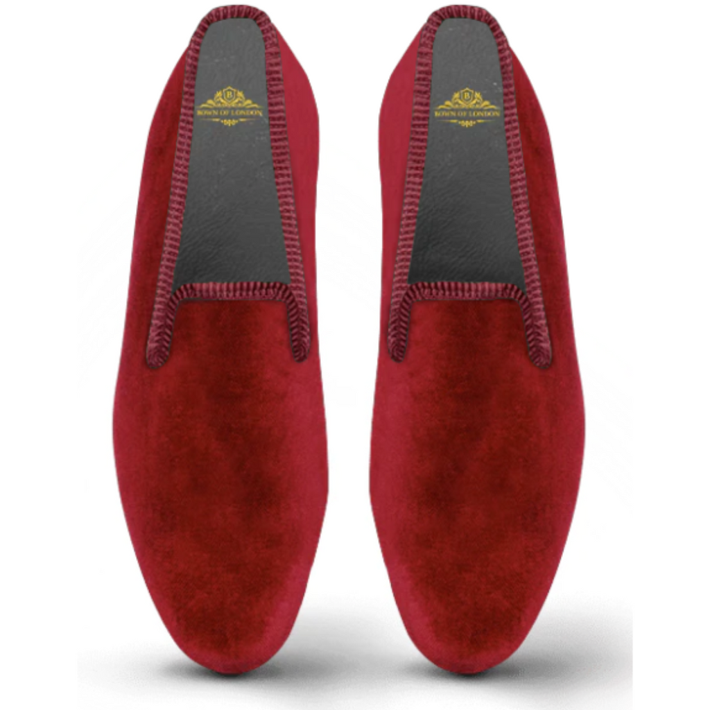 Velvet Loafer/Slipper Shoe Plain Maroon