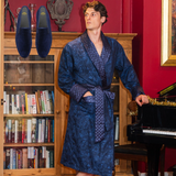 Long Blue Smoking Jacket & Blue Velvet Loafer