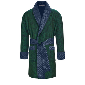 Russborough Short Velvet Smoking Jacket in Green