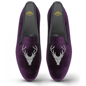 Velvet Loafer/Slipper Shoe Stag Head