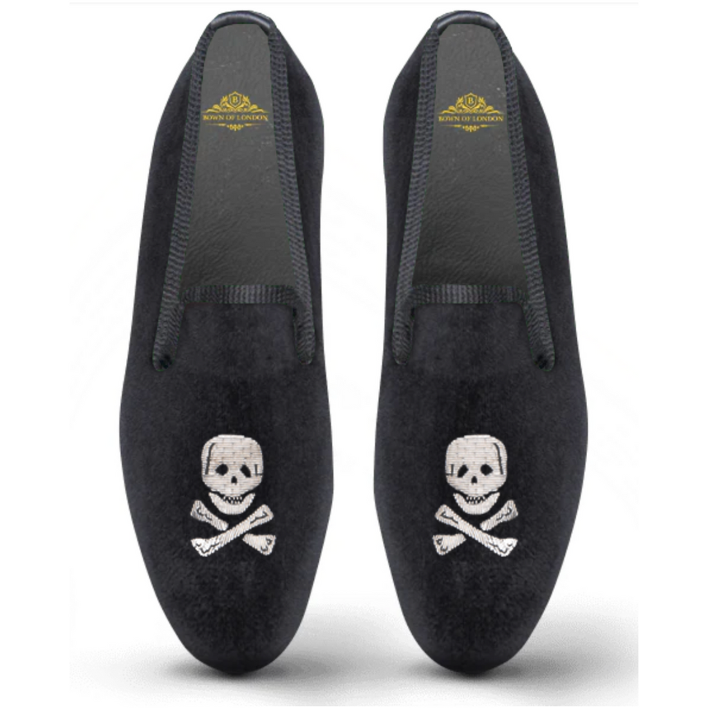 Velvet Loafer/Slipper Shoe Skull