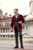 Belgravia Luxury Cotton Short Velvet Smoking Jacket in Burgundy