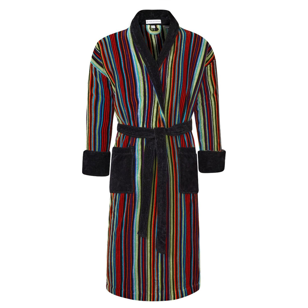 Dundee Men's Striped Bathrobe - Front | Bown of London