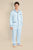 Hades Mens Light Blue Satin Pajamas - Model Front | Bown of London