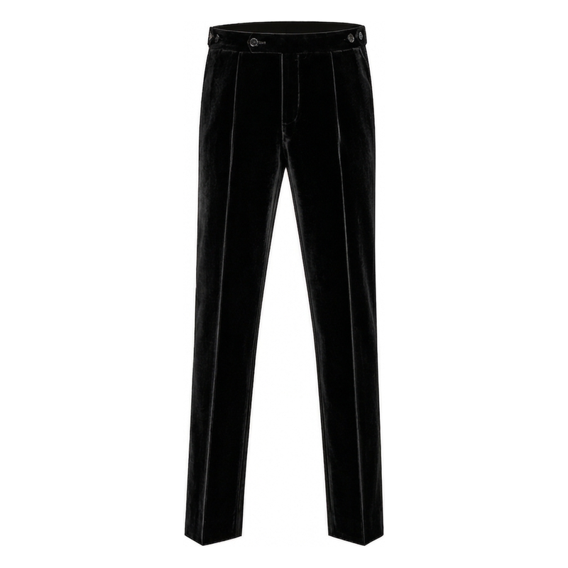 Men's Italian velvet black trousers - front view