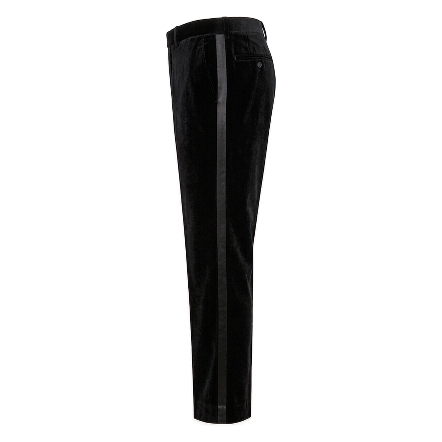 Men's Italian velvet black trousers - side view