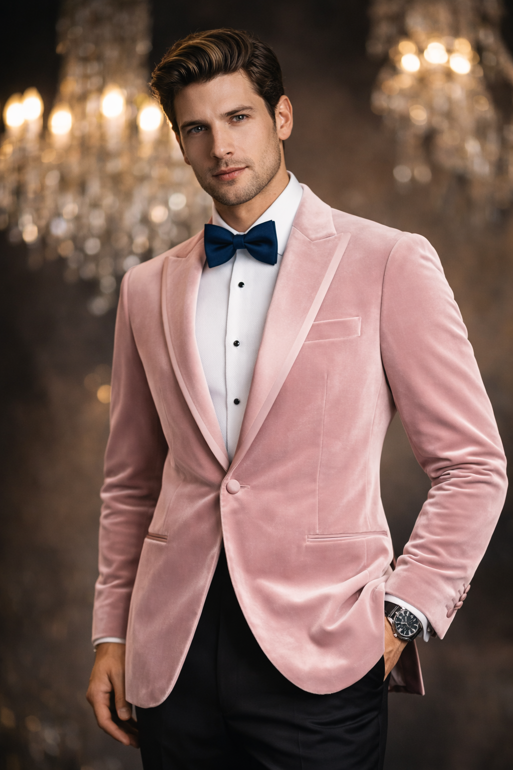 Made to measure Men's Single Breasted Pink Velvet Jacket