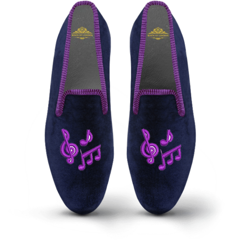 Women's Velvet Loafer/Slipper Shoe Musical Notes