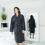 Men's Hooded Towelling Robe - Dark Gray