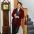 Belgravia Luxury Cotton Short Velvet Smoking Jacket in Burgundy - model photo stairs | Bown of London