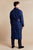 Sherlock Blue Men's Long Smoking Jacket - Model Back | Bown of London