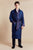 Sherlock Blue Men's Long Smoking Jacket - Model Front | Bown of London