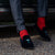 Model View Of Custom Velvet Shoes Worn With Red Socks And Smart Trousers | Bown of London