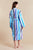 Sunset Blue Striped Womens Bathrobe - Model Back | Bown of London