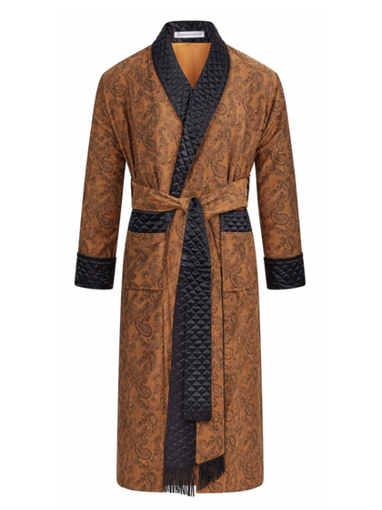 Majestic Long Smoking Jacket Robe in Gold