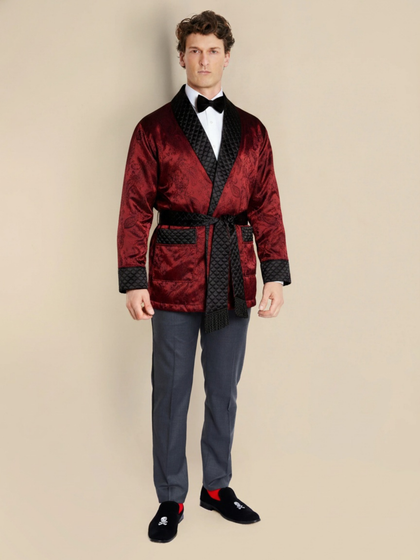 Clarke Men's Short Smoking Jacket - Claret