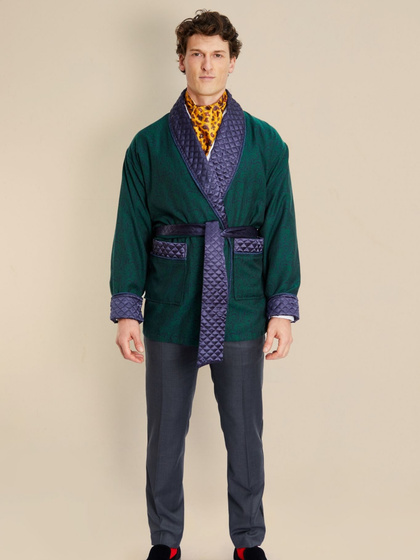 Russborough Short Smoking Jacket in Green
