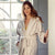 Women's Hooded Towelling Bathrobe - Pale Gray